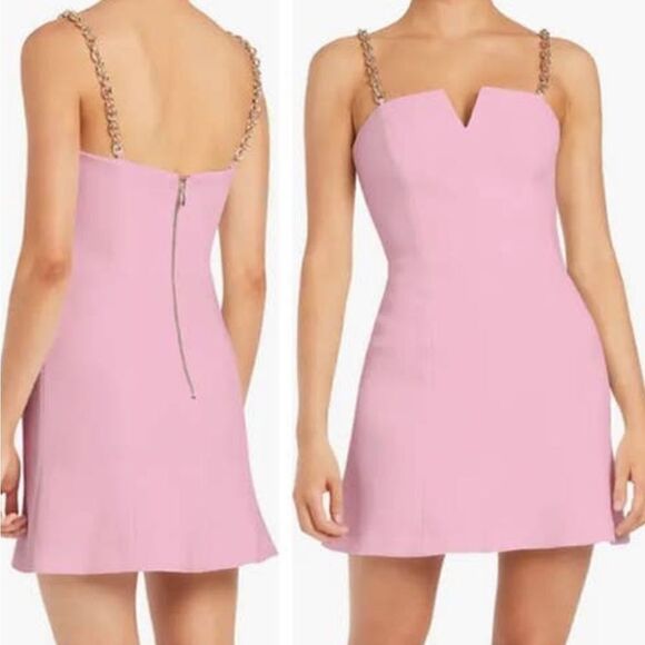 NWT Rebecca Vallance Pierson Chain-Strap Mini Dress Sleeveless Pink Size 4 $580 - Picture 1 of 8